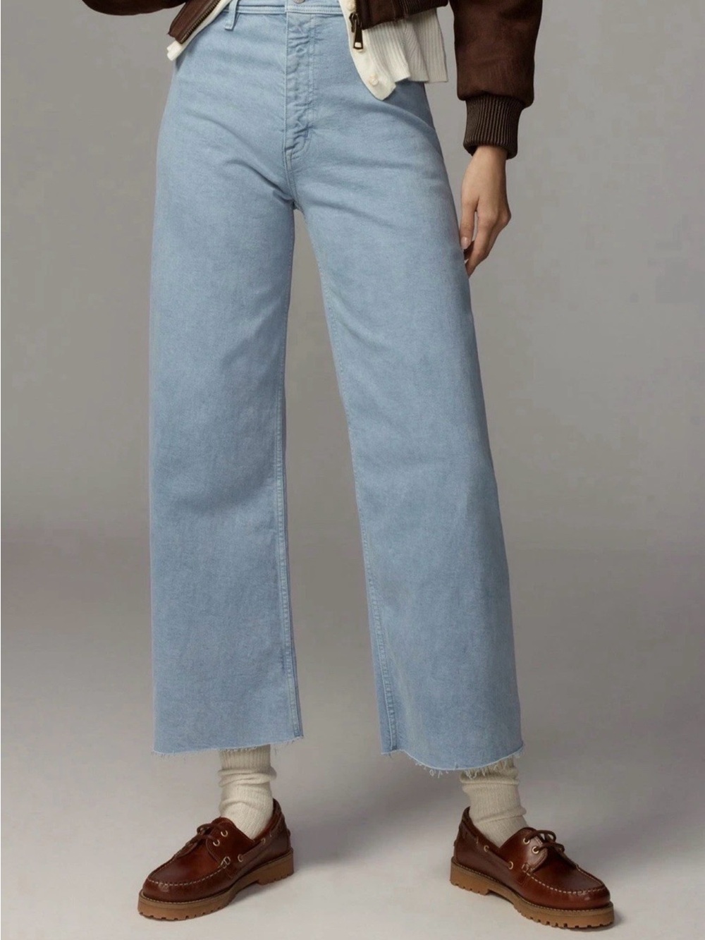 PISTOLA Penny Light Blue High-Rise Cropped Wide Leg Jeans